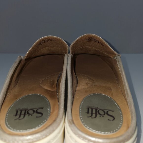 Sofft Somers Moc Mule Sneaker Womens 11 Metallic Taupe Leather Slip On Croc - Picture 11 of 15
